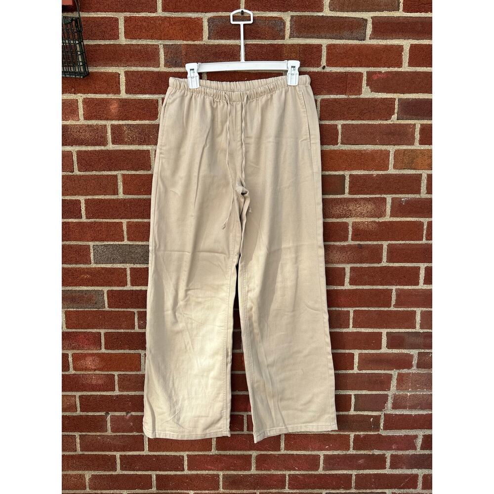 Vanilla Star Linen Blend Wide Leg Pull On Pants Beige Womens Small Casual - Picture 2 of 9